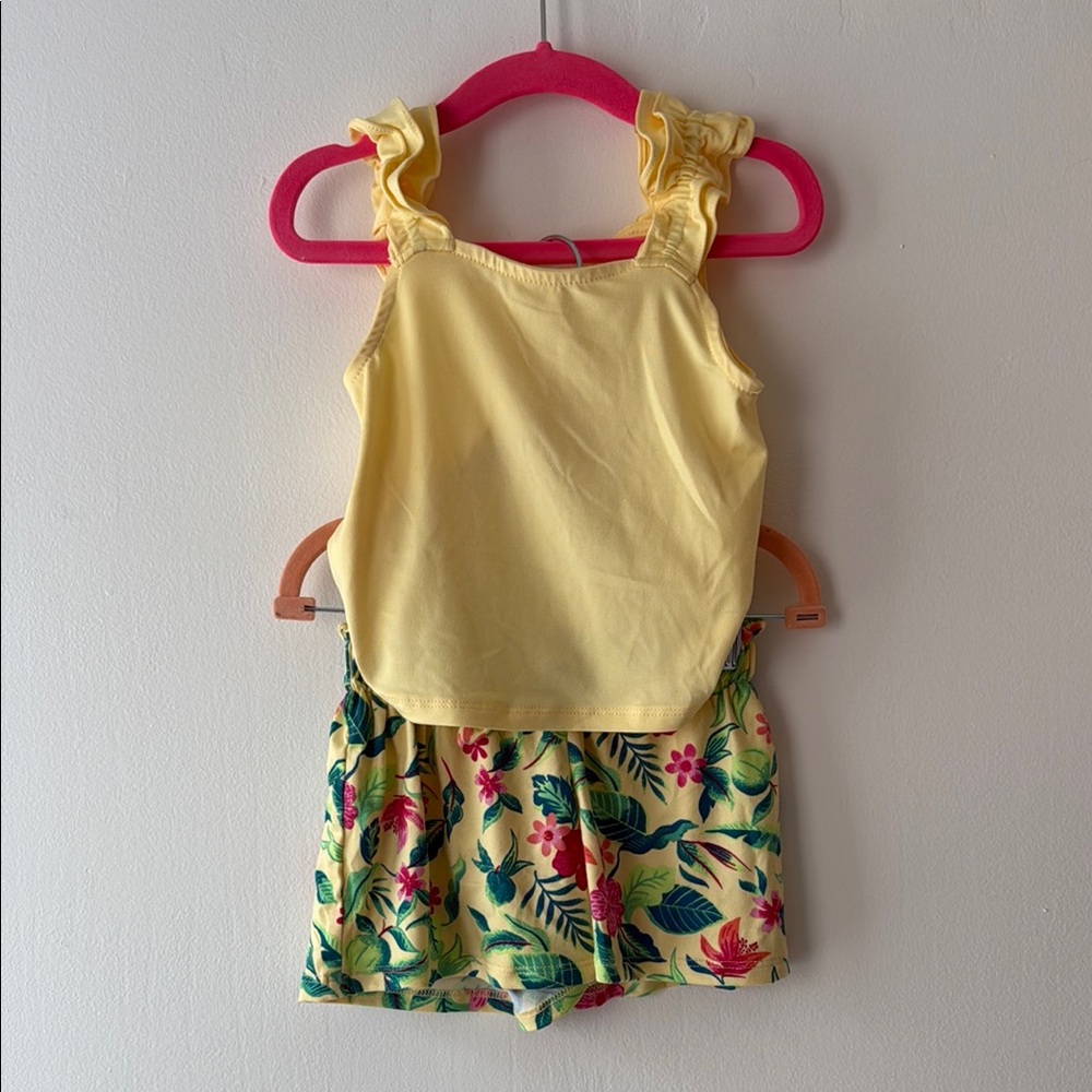 Yellow Floral Tank and Shorts Set